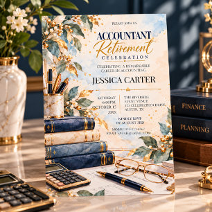 Invitation Fête de retraite d'un comptable élégant Navy Or