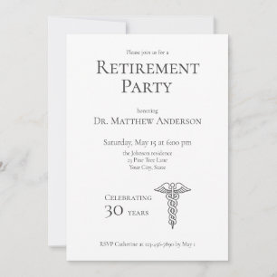 Invitation Fête de retraite d'un médecin infirmière