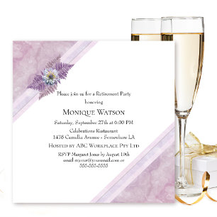 Invitation Fête de retraite Dusty Rose Fern Leaf et Marbre