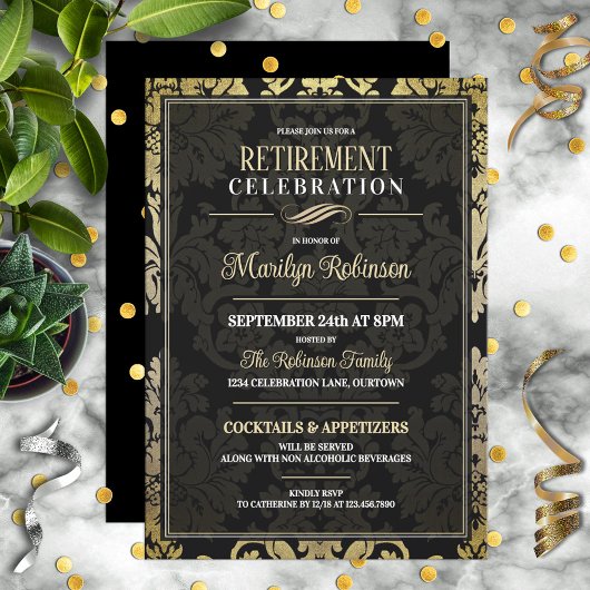 Invitation Fête de retraite élégante