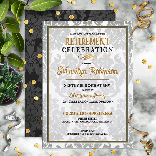 Invitation Fête de retraite élégante