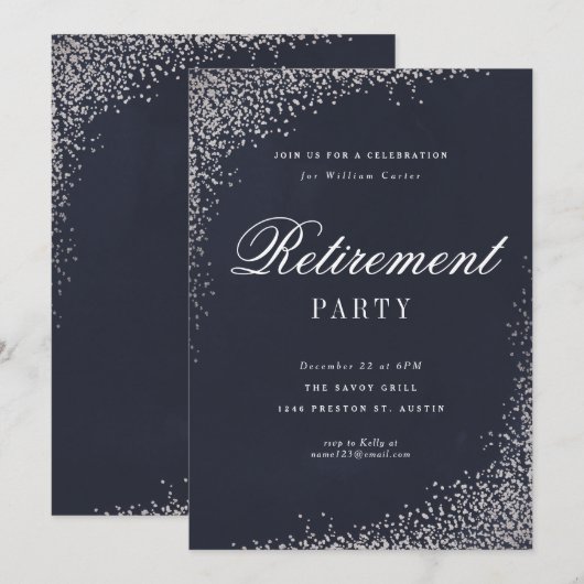 Invitation Fête de retraite élégante avec écriture à feuille  (Devant / Derrière)