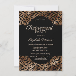 Invitation Fête de retraite élégante avec imprimé léopard mar