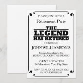 Invitation Fête de retraite élégante en noir et blanc (Devant / Derrière)