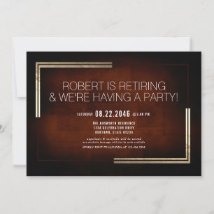 Invitation Fête de retraite élégante et chic chocolat/or