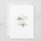 Invitation Fête de retraite élégante fleurs roses verdure dor (Dos)