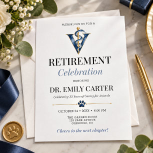 Invitation Fête de retraite élégante pour vétérinaire