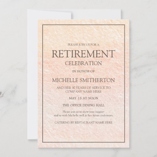 Invitation Fête de retraite élégante rose (Devant)