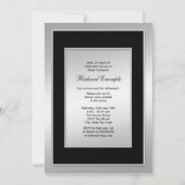 Invitation Fête de retraite en argent noir (Dos)