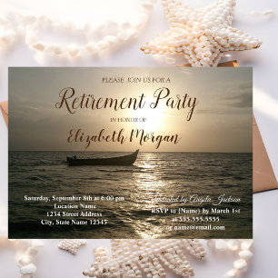 Invitation Fête de retraite en bateau au coucher du soleil