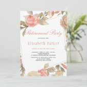 Invitation Fête de retraite florale à la crème de pêche Rose  (Debout devant)