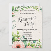 Invitation Fête de retraite florale élégante (Devant)
