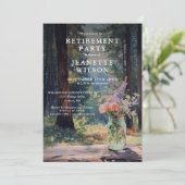 Invitation Fête de retraite florale forestière rustique aquar (Debout devant)