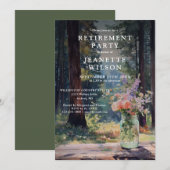 Invitation Fête de retraite florale forestière rustique aquar (Devant / Derrière)