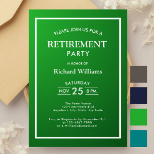 Invitation Fête de retraite Formel Classique Vert Blanc