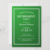 Invitation Fête de retraite Formel Classique Vert Blanc (Devant)