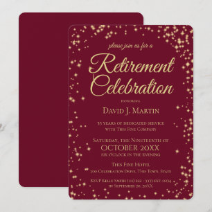 Invitation Fête de retraite Formel Paillettes Entreprise