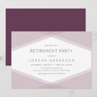 Invitation Fête de retraite géométrique mauve couche violet f