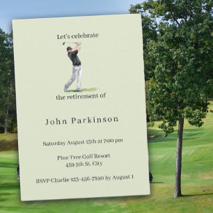 Invitation Fête de retraite Golfeur Aquarelle