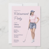 Invitation Fête de Retraite Golfeuse Aquarelle (Devant)
