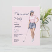 Invitation Fête de Retraite Golfeuse Aquarelle (Debout devant)