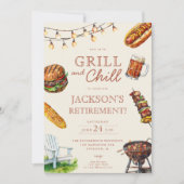 Invitation Fête de retraite Grill et Chill Barbeque BBQ (Devant)