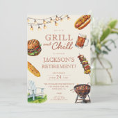 Invitation Fête de retraite Grill et Chill Barbeque BBQ (Debout devant)