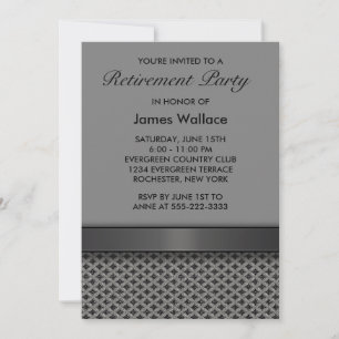 Invitation Fête de retraite gris noir