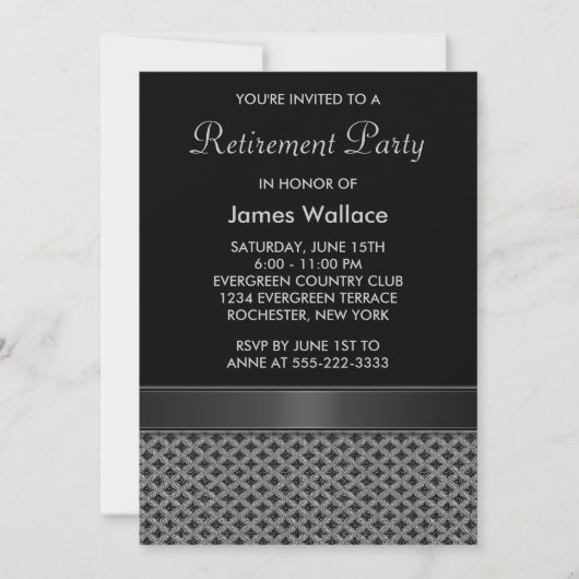 Invitation Fête de retraite gris noir (Devant)