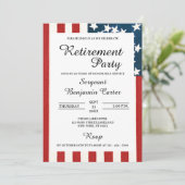 Invitation Fête de retraite militaire avec drapeau américain  (Debout devant)
