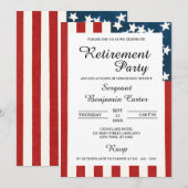 Invitation Fête de retraite militaire avec drapeau américain  (Devant / Derrière)