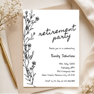 Invitation Fête de retraite minimaliste moderne Floral