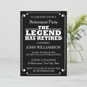 Invitation Fête de retraite minimaliste noir et blanc