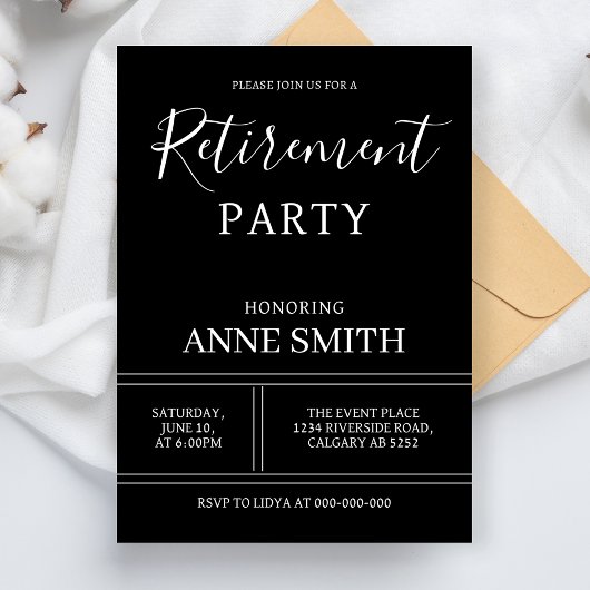 Invitation Fête de retraite moderne Célébration simple de ret