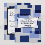 Invitation Fête de retraite moderne des Carrés géométriques b (Devant / Derrière)