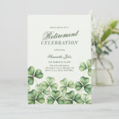 Invitation Fête de retraite Moderne Élégante Trèfle Vert (Debout devant)