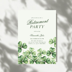 Invitation Fête de retraite Moderne Élégante Trèfle Vert
