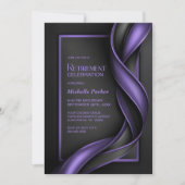 Invitation Fête de retraite moderne noire et violette (Devant)