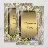 Invitation Fête de retraite noir et or (Devant / Derrière)