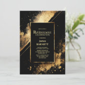 Invitation Fête de retraite noir et or (Debout devant)
