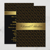 Invitation Fête de retraite noir et or (Devant / Derrière)