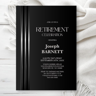 Invitation Fête de retraite Noir Gris rayé d'argent
