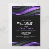 Invitation Fête de retraite noire et violette (Devant)