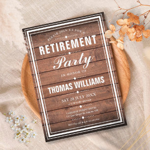 Invitation Fête de retraite Panneaux de bois rustique
