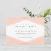 Invitation Fête de retraite Peach Layer Geometric Light Sage (Debout devant)