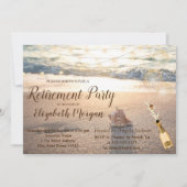 Invitation Fête de retraite Plage, Coquillage, Vin (Devant)