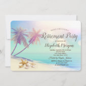 Invitation Fête de retraite Plage des palmiers coquillages (Devant)
