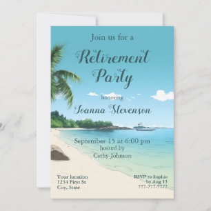 Invitation Fête de retraite Plage tropicale Palmiers