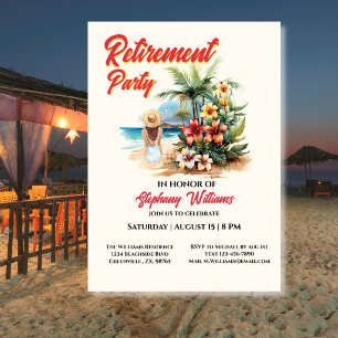 Invitation Fête de retraite pour femmes Plage Aloha Femme 