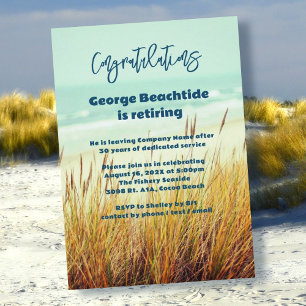 Invitation Fête de retraite pour lui Herbe de dune côtière